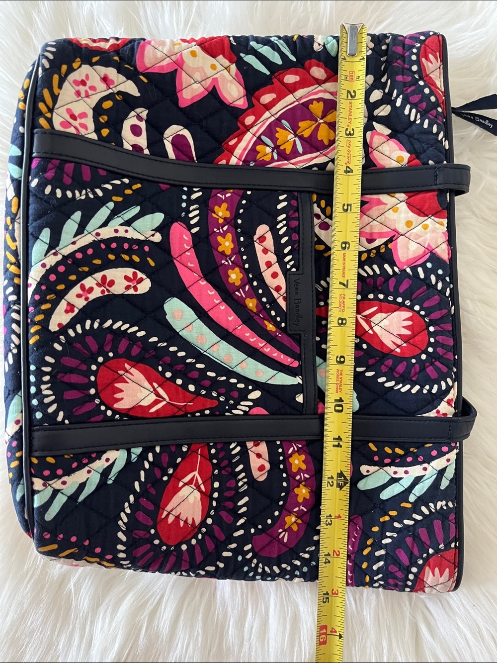 🆕 Vera Bradley Trimmed Traveler Tote Bag Purse Painted Paisley Navy Multi NWOT - Picture 9 of 12